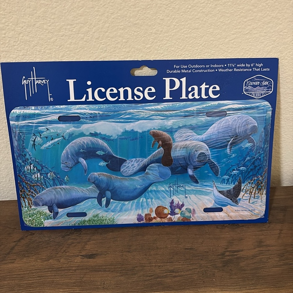 Guy Harvey manatee license plate for use outdoor outdoors or indoors new
